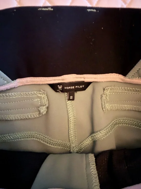 Horse Pilot Fleur de Lis Olive Green Performance Riding Breeches - Picture 5 of 7